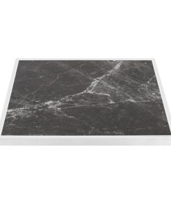 Bolero Dark Granite Effect Outdoor Tempered Glass Table Top White Trim 700mm (FU516)