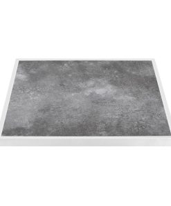 Bolero Dark Stone Effect Outdoor Tempered Glass Table Top White Trim - 700mm (FU517)