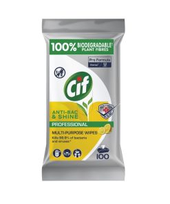 Cif Pro-Formula Antibac and Shine Biodegradable Surface Wipes Pack of 4 x 100 Wipes (GL956)