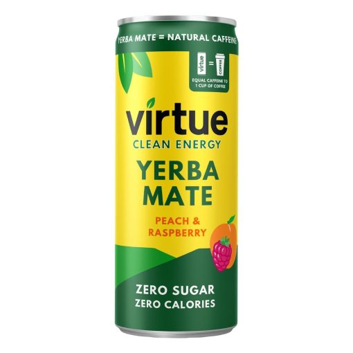 Virtue Yerba Mate - Peach and Rasberry 250ml Pack of 12 (HS865)