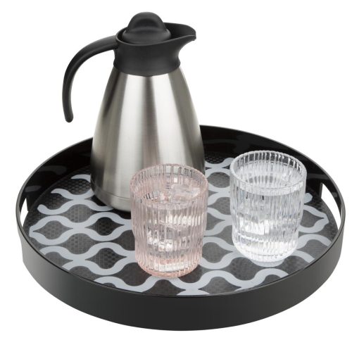 Olympia Kristallon PC Round Non Slip Tray With Handles 355mm (DP665)
