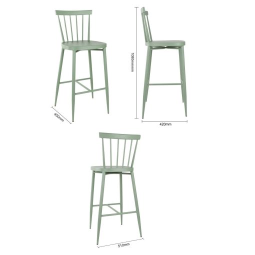 Bolero Windsor Aluminium Green High Stools Pack of 2 (DX689)