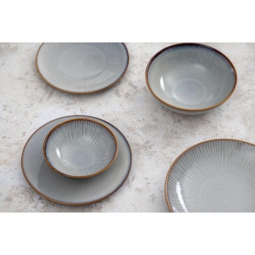 Olympia Drift Grey Embossed Coupe Plates 220mm Pack of 6 (FU195)