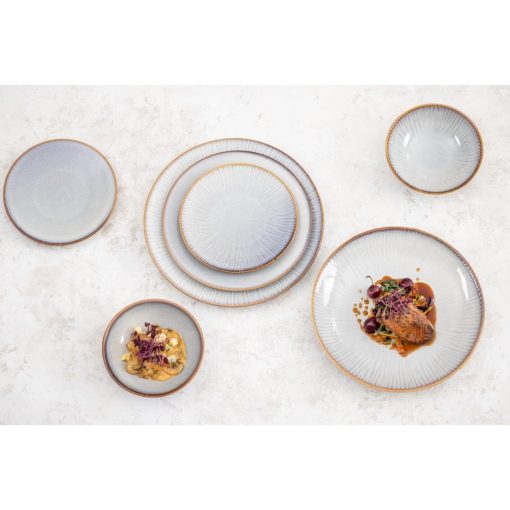 Olympia Drift Grey Embossed Coupe Plates 180mm Pack of 6 (FU196)