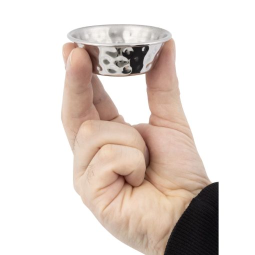 Olympia Hammered Stainless Steel Sauce Cups 45ml Pack of 12 (FU288)