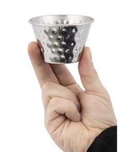 Olympia Hammered Stainless Steel Sauce Cups 115ml Pack of 12 (FU290)