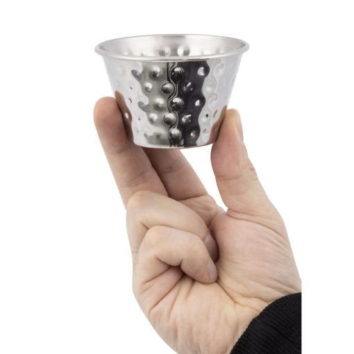 Olympia Hammered Stainless Steel Sauce Cups 115ml Pack of 12 (FU290)