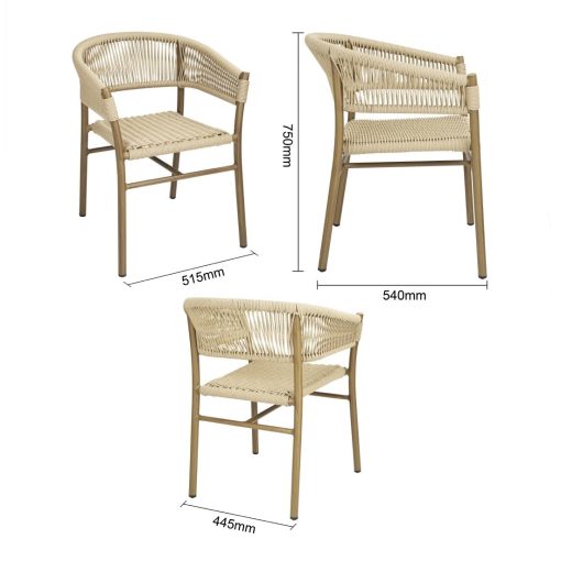 Bolero Florence Natural Rope Twist Wicker Chairs Pack of 2 (FU532)