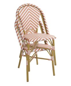 Bolero Parisian Style Rattan Side Chair Coral Pack of 2 (FU534)