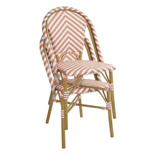 Bolero Parisian Style Rattan Side Chair Coral Pack of 2 (FU534)