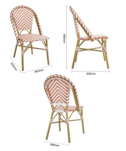 Bolero Parisian Style Rattan Side Chair Coral Pack of 2 (FU534)