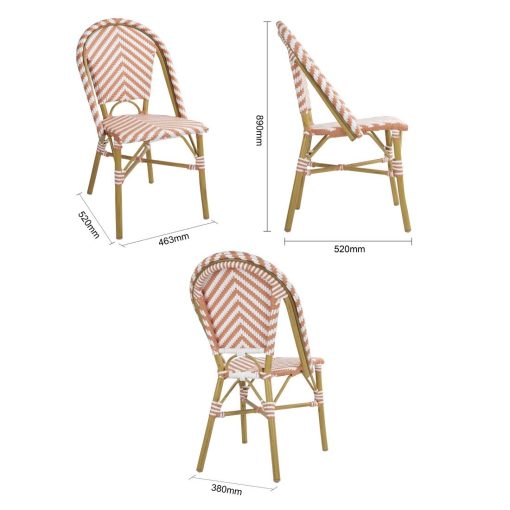 Bolero Parisian Style Rattan Side Chair Coral Pack of 2 (FU534)