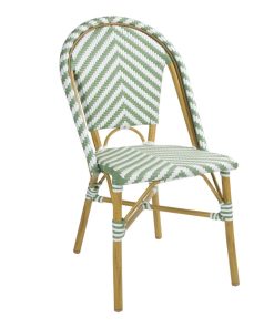 Bolero Parisian Style Rattan Side Chair Light Green Pack of 2 (FU535)