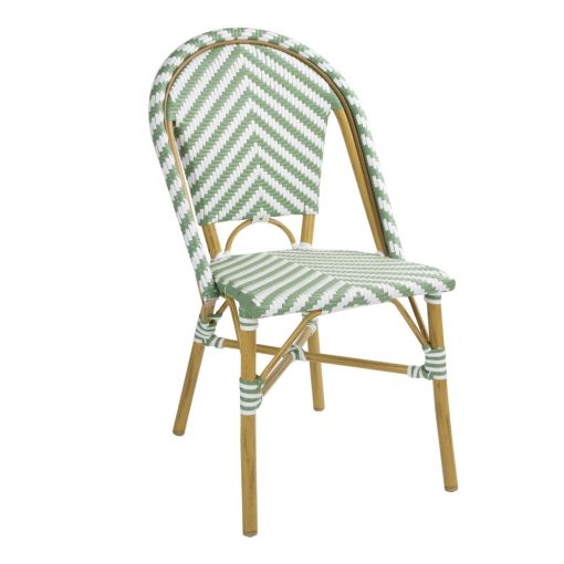 Bolero Parisian Style Rattan Side Chair Light Green Pack of 2 (FU535)