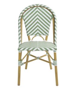 Bolero Parisian Style Rattan Side Chair Light Green Pack of 2 (FU535)