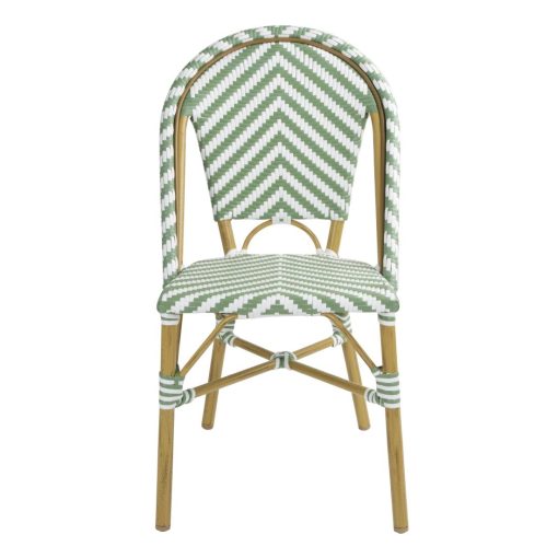 Bolero Parisian Style Rattan Side Chair Light Green Pack of 2 (FU535)