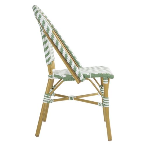 Bolero Parisian Style Rattan Side Chair Light Green Pack of 2 (FU535)