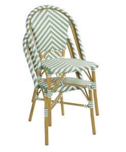 Bolero Parisian Style Rattan Side Chair Light Green Pack of 2 (FU535)