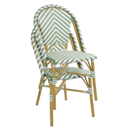 Bolero Parisian Style Rattan Side Chair Light Green Pack of 2 (FU535)