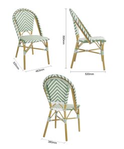 Bolero Parisian Style Rattan Side Chair Light Green Pack of 2 (FU535)