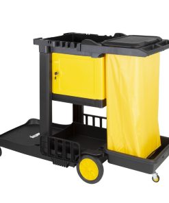 Jantex Cleaning Trolley Black with lockable cabinet (FU998)