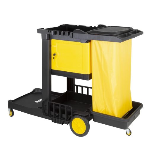 Jantex Cleaning Trolley Black with lockable cabinet (FU998)