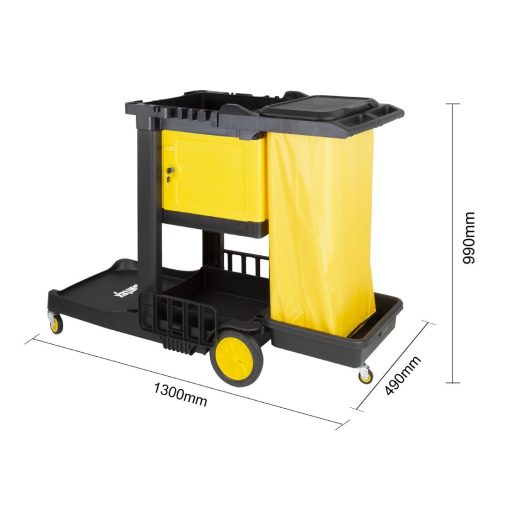 Jantex Cleaning Trolley Black with lockable cabinet (FU998)