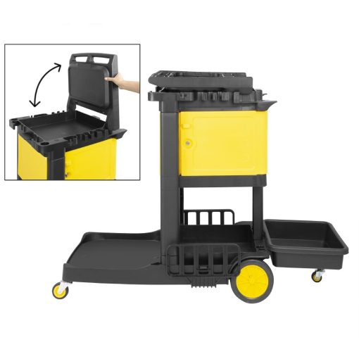 Jantex Cleaning Trolley Black with lockable cabinet (FU998)