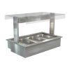 Cossiga Linear Series Drop-in Bain Marie 3x1-1GN w-Flat Top Sneeze Guard 1145mm (HT656)