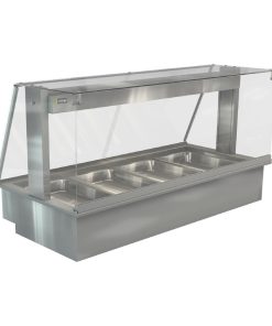 Cossiga Linear Series Drop-in Bain Marie 4x1-1GN w-Square Glass Assisted Service 1485mm (HT661)