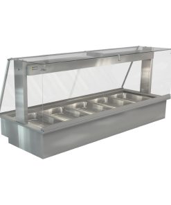 Cossiga Linear Series Drop-in Bain Marie 5x1-1GN w-Square Glass Assisted Service 1825mm (HT662)