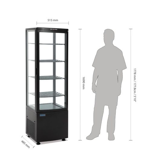 Polar C-Series Energy Efficient Curved Door Display Fridge Black 235Ltr (CX573)