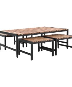 Bolero Steel and Acacia Low Coffee Table 1200x800mm (DK903)