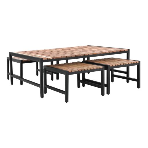 Bolero Steel and Acacia Low Coffee Table 1200x800mm (DK903)