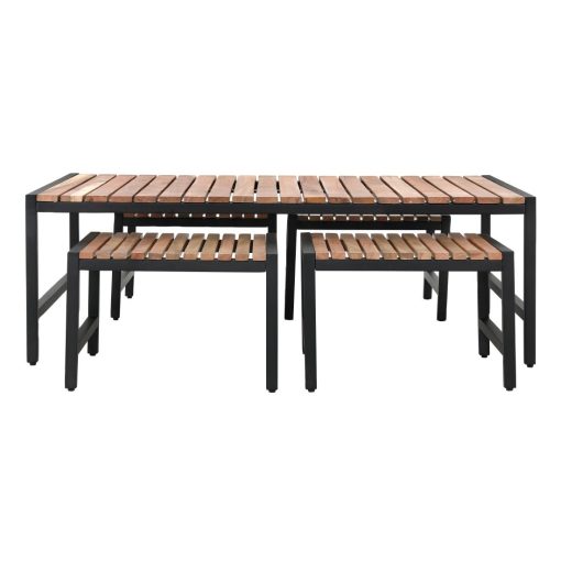 Bolero Steel and Acacia Low Coffee Table 1200x800mm (DK903)