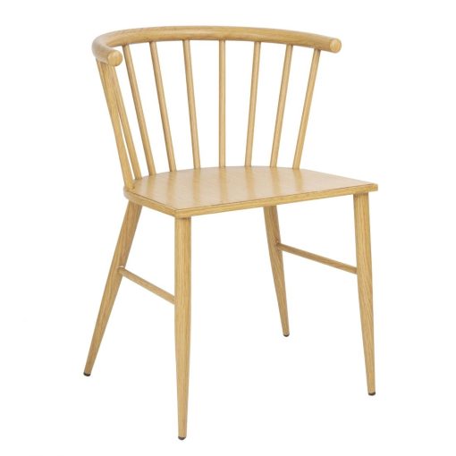 Bolero Harrowdene Metal Side Chairs Wood Effect Pack of 2 (FU526)