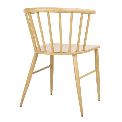 Bolero Harrowdene Metal Side Chairs Wood Effect Pack of 2 (FU526)