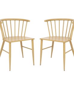 Bolero Harrowdene Metal Side Chairs Wood Effect Pack of 2 (FU526)