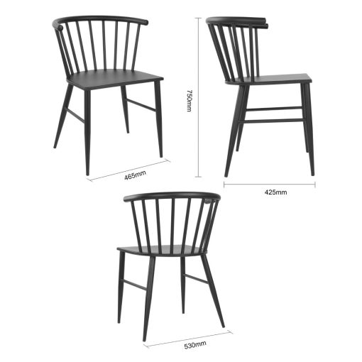 Bolero Harrowdene Black Spindle Chairs Pack of 2 (FU527)