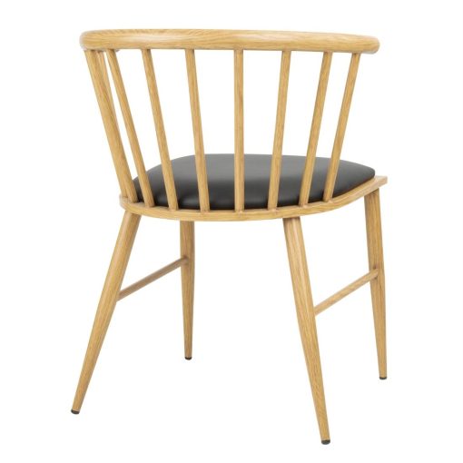 Bolero Harrowdene Padded Metal Side Chairs Wood Effect Pack of 2 (FU528)