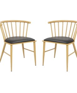 Bolero Harrowdene Padded Metal Side Chairs Wood Effect Pack of 2 (FU528)