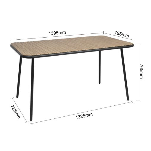 Bolero Santorini Rectangular Table Wood Effect 1400mm (FU536)