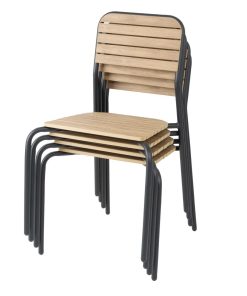 Bolero Santorini Wood Effect Outdoor Chairs Pack of 4 (FU537)