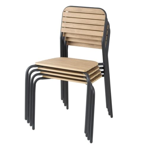 Bolero Santorini Wood Effect Outdoor Chairs Pack of 4 (FU537)