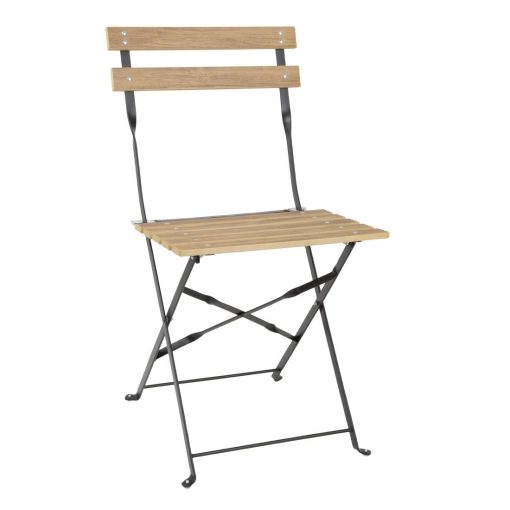 Bolero Perth Pavement Style Folding Chairs Wood Effect Pack of 2 (FU539)