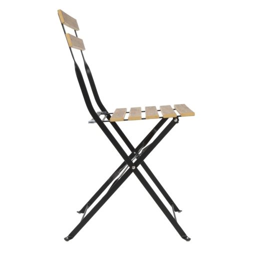 Bolero Perth Pavement Style Folding Chairs Wood Effect Pack of 2 (FU539)