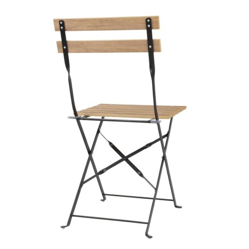 Bolero Perth Pavement Style Folding Chairs Wood Effect Pack of 2 (FU539)