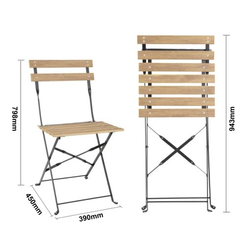 Bolero Perth Pavement Style Folding Chairs Wood Effect Pack of 2 (FU539)