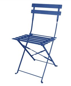 Bolero Perth Pavement Style Folding Chairs Dark Navy Pack of 2 (FU541)