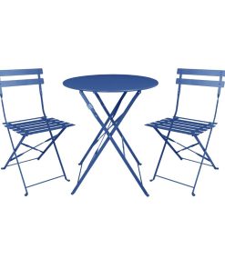 Bolero Perth Pavement Style Folding Chairs Dark Navy Pack of 2 (FU541)